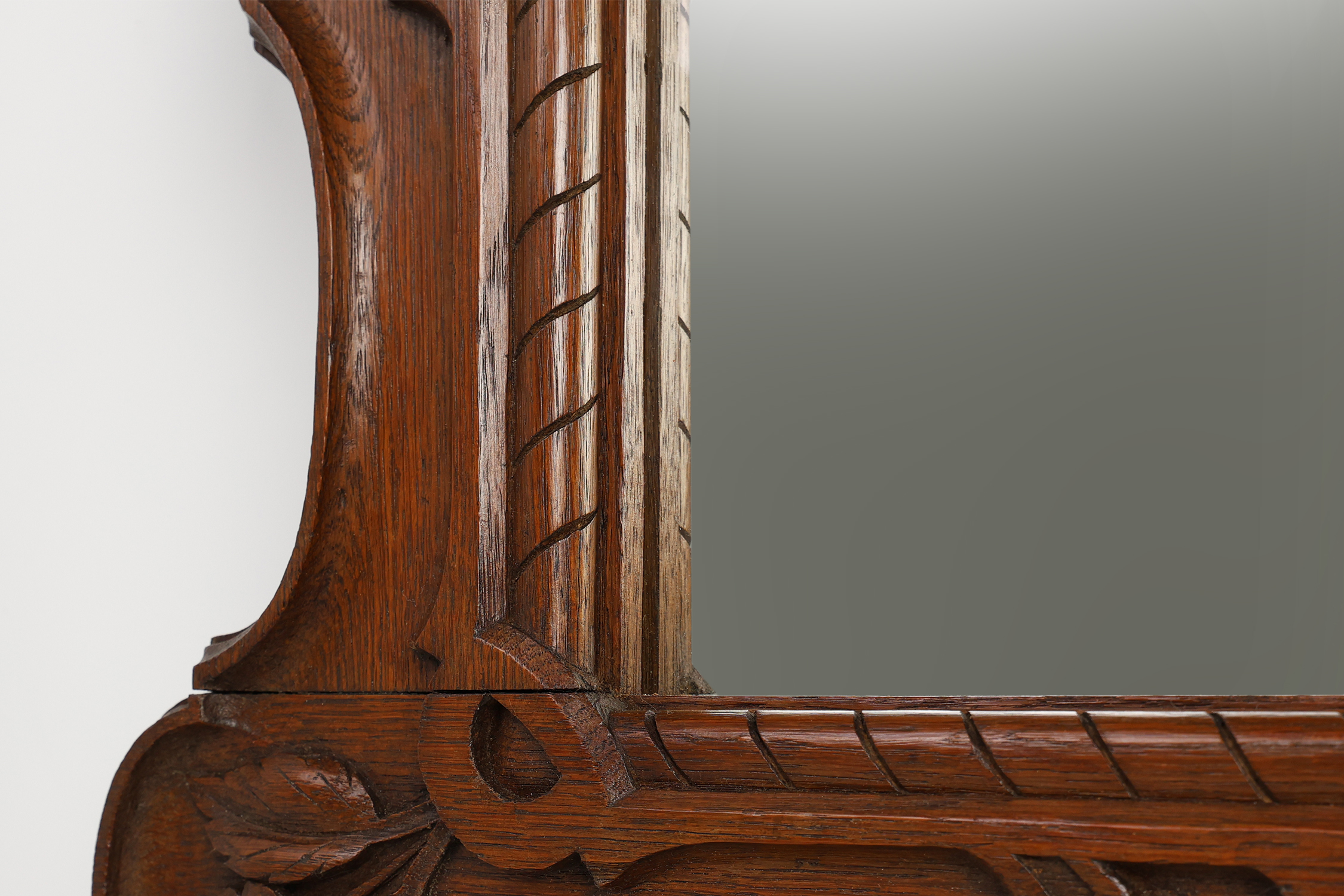 Baroque solid oak carved Wall Mirror, Belgium ca 1900thumbnail